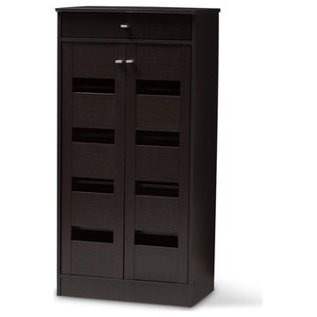 Bowery Hill Contemporary Shoe Cabinet in Wenge Brown