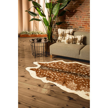 Faux Cowhide Rug 5.25'x7.5' Oatmeal, Off-White/Silver, Sunray, Brown, Cow Print