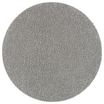 Well Woven Madison Piper Modern Shag Solid Soft Grey Area Rug, 3'11" Round