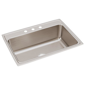 Elkay Classic Stainless Steel 1-Bowl Sink, Lustrous Satin, Faucet Holes: 3