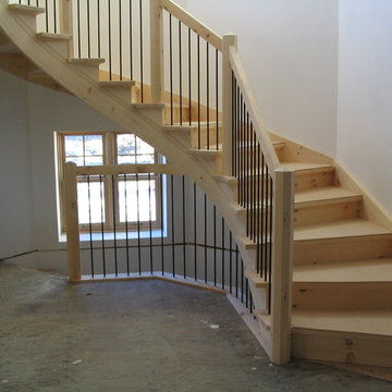 Knotty Pine Custom Staircase
