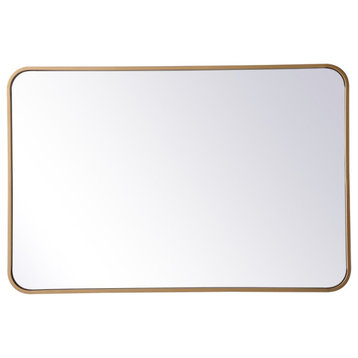 Ellis Soft Corner Metal Rectangular Mirror, 24"x36", Brass