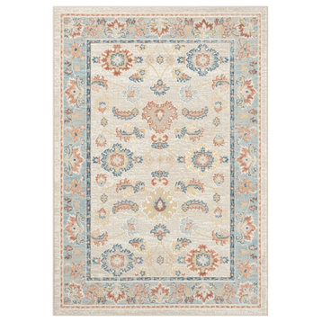 8' Ivory Abstract Runner Rug