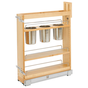 Wood Base Cabinet Utility Pull Out Organizer With Soft Close, 6"