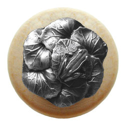 Inviting Home Inc. - Leap-Frog Natural Wood Knob, Unfinished With Antique-Style Pewter - Cabinet And Drawer Knobs