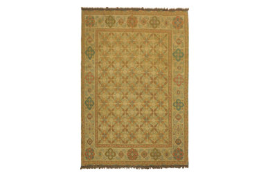 Antique Tribal Soumak Rueben Beige/Brown Wool Rug - 7'6'' x 10'3''