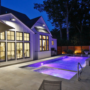Lemont, IL Rectilinear Pool with Interior Hot Tub