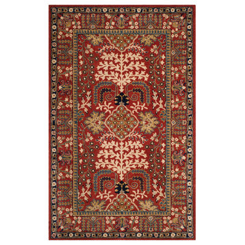 Safavieh Antiquity Collection AT64 Rug, Red/Multi, 4'x6'