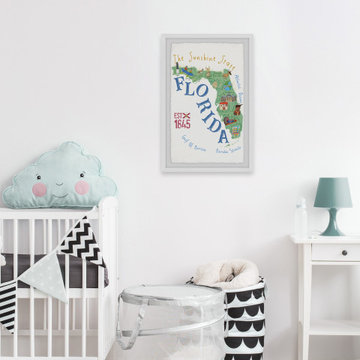 "The Sunshine State Map" Framed Painting Print