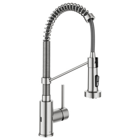 Bolden Commercial Style 2-Function Pull-Down 1-Handle 1-Hole Kitchen Faucet, Spot-Free Stainless Steel (Sensor Touchless)