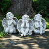 Set of 3 Sitting Cherub Angel Decorative Outdoor Garden Statues 11"