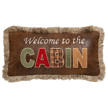Welcome to the Cabin Rustic Cabin Throw Pillow, Insert Included, 16"x20"