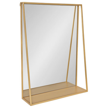 Lintz Metal Framed Mirror with Shelf, Gold 18x24