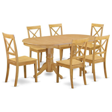 East West Furniture Vancouver 7-piece Wood Dining Room Table Set in Oak