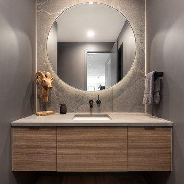 POWDER ROOM TILE, COUNTERTOP, CABINETRY & SELECTION OF FINISHES