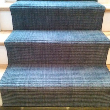 Blue Wool Strie Carpet on Stairs