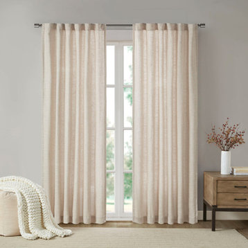 Madison Park Beals Linen With Fleece Lining Window Panel, Natural