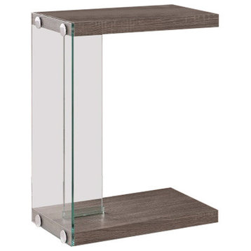 Benzara BM160140 Contemporary Wood & Glass Snack Table, Gray & Clear