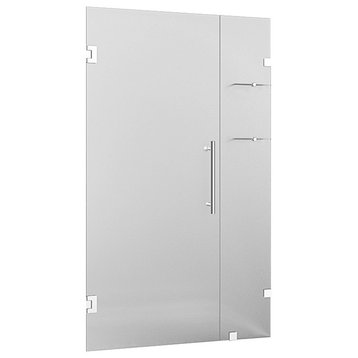 Nautis GS 41"x72" Completely Frameless Frosted Shower Door With Shelves, Chrome