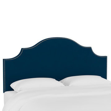 Brenson Full Nail Button Notched Headboard, Premier Navy