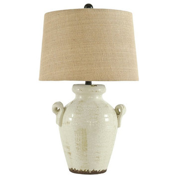 Bowery Hill Ceramic Table Lamp in Cream
