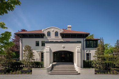 Example of a tuscan exterior home design in Seattle