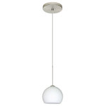 Besa Lighting - Besa Lighting 1XT-565807-SN Palla 5 - One Light Cord Pendant with Flat Canopy - The Palla 5 features a diminutive orb-shaped glassPalla 5 One Light Co Bronze Opal Matte Gl *UL Approved: YES Energy Star Qualified: n/a ADA Certified: n/a  *Number of Lights: Lamp: 1-*Wattage:50w GY6.35 Bi-pin bulb(s) *Bulb Included:Yes *Bulb Type:GY6.35 Bi-pin *Finish Type:Bronze