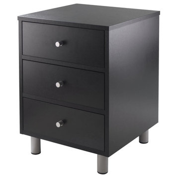 Winsome Daniel Accent Table With 3-Drawer, Black Finish, Pack of 2