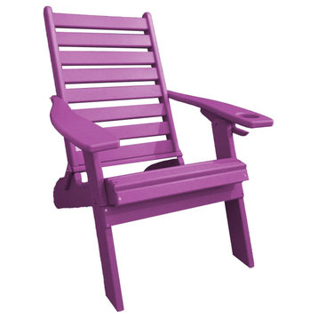 Adirondack Chair With Cup Holder, Bright Purple, With Smart Phone Holder