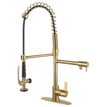 LS8503CTL Continental Single-Handle Pre-Rinse Kitchen Faucet, Brushed Brass