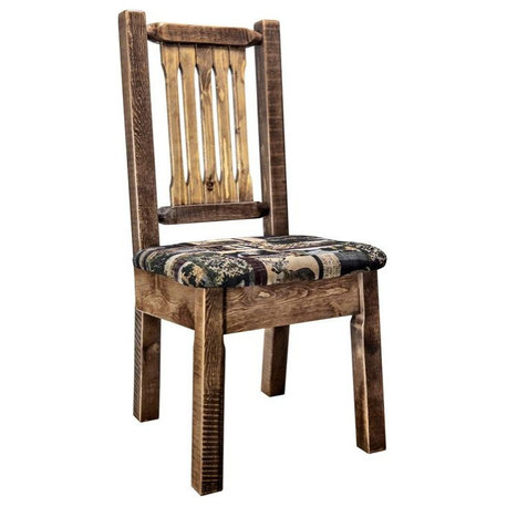 Montana Woodworks Homestead Transitional Solid Pine Wood Side Chair in Brown