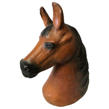 Large Horse Head Leather Covered Paper Mache Wall Mount
