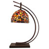Bronze Finish Hanging Table Lamp W/ River Rock Shade