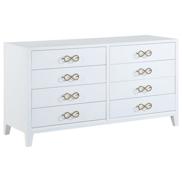 Best Master Furniture Bradbury 60"W Modern Wood Dresser in White