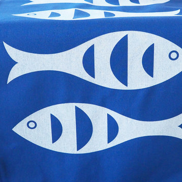 Fish Eco Coastal Table Runner, 16"x90", Blue