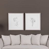 Uttermost "Botanical Sketches" 2-Piece Framed Print Set, 28"x32"