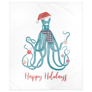 Holiday Octopus 50x60 Sherpa Fleece Blanket