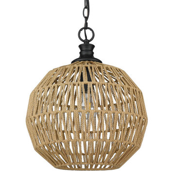 Golden Florence 1-LT Medium Pendant 6933-M BLK-NR - Matte Black