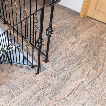 60er Jahre Steintreppenhaus mit dünnen Steinstufen modernisieren