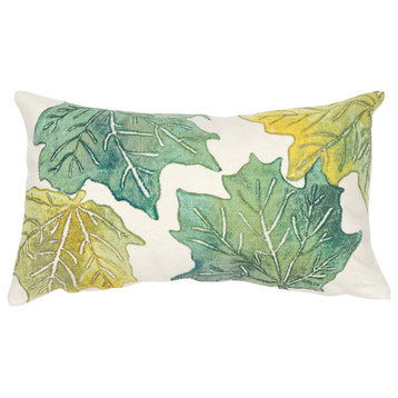 Visions IV Leaf Toss Indoor/Outdoor Pillow Forest Cloud 12"x20"
