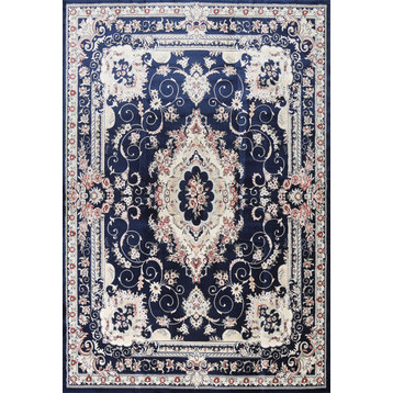 Blue Floral Medallion Transitional Turkish Rug Oriental Carpet 10x13