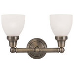 Livex Lighting - Livex Lighting 1022-01 Classic - Two Light Bath Bar - Shade Included.Classic Two Light Ba Antique Brass Satin  *UL Approved: YES Energy Star Qualified: n/a ADA Certified: n/a  *Number of Lights: Lamp: 2-*Wattage:100w Medium Base bulb(s) *Bulb Included:No *Bulb Type:Medium Base *Finish Type:Antique Brass