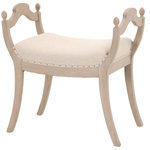 Orient Express - Orient Express Bella Antique Regina Stool - Transitional style stool featuring Solid Oak frame and Linen upholstery with Black nail tack detail.