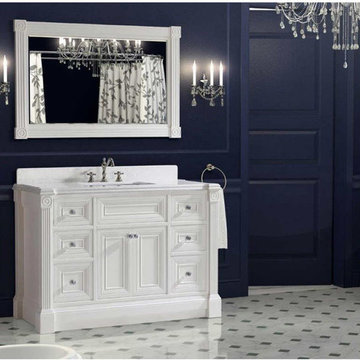 48 inch White Finish Single Sink Bathroom Vanity Cabinet with Mirror