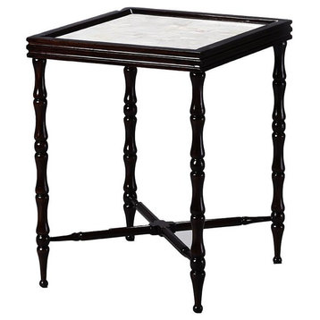 British Colonial Overlay Bamboo Motive Side Table