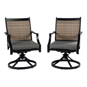 Set Of 6 Aluminum Wicker Swivel Rocking Patio Dining