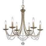 Golden - Golden 7644-6 GA 6-Light Chandelier, Mirabella - Reminiscent of vintage Hollywood glamour, the Mirabella collection dresses the traditional home in high fashion. With graceful sweeping arms, the fixtures are available in a variety of finishes. Offered in multiple finishes, each piece is accessorized with drapes of crystal-clear glass beads.