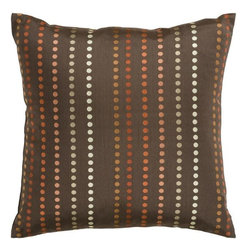 Chocolate Square Pillow with Dotted Stripes by Surya - Decorative Pillows