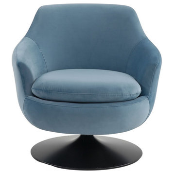 Safavieh Couture Citrine Velvet Swivel Accent Chair, Light Blue/Black