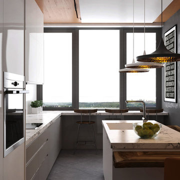 Penthouse interior in the residential complex "Zarechny", Kiev, area 100 sq.m.